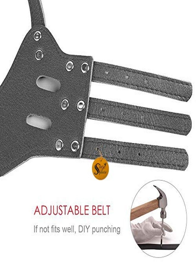 Sage Square Adjustable Strap Leather Muzzle with Breathable & DRINKABLE Holes Cum Mouth Cover Cum Pet Safety Collar for Dog, Puppy, Cat (Black) (Size: Medium) - Image 4